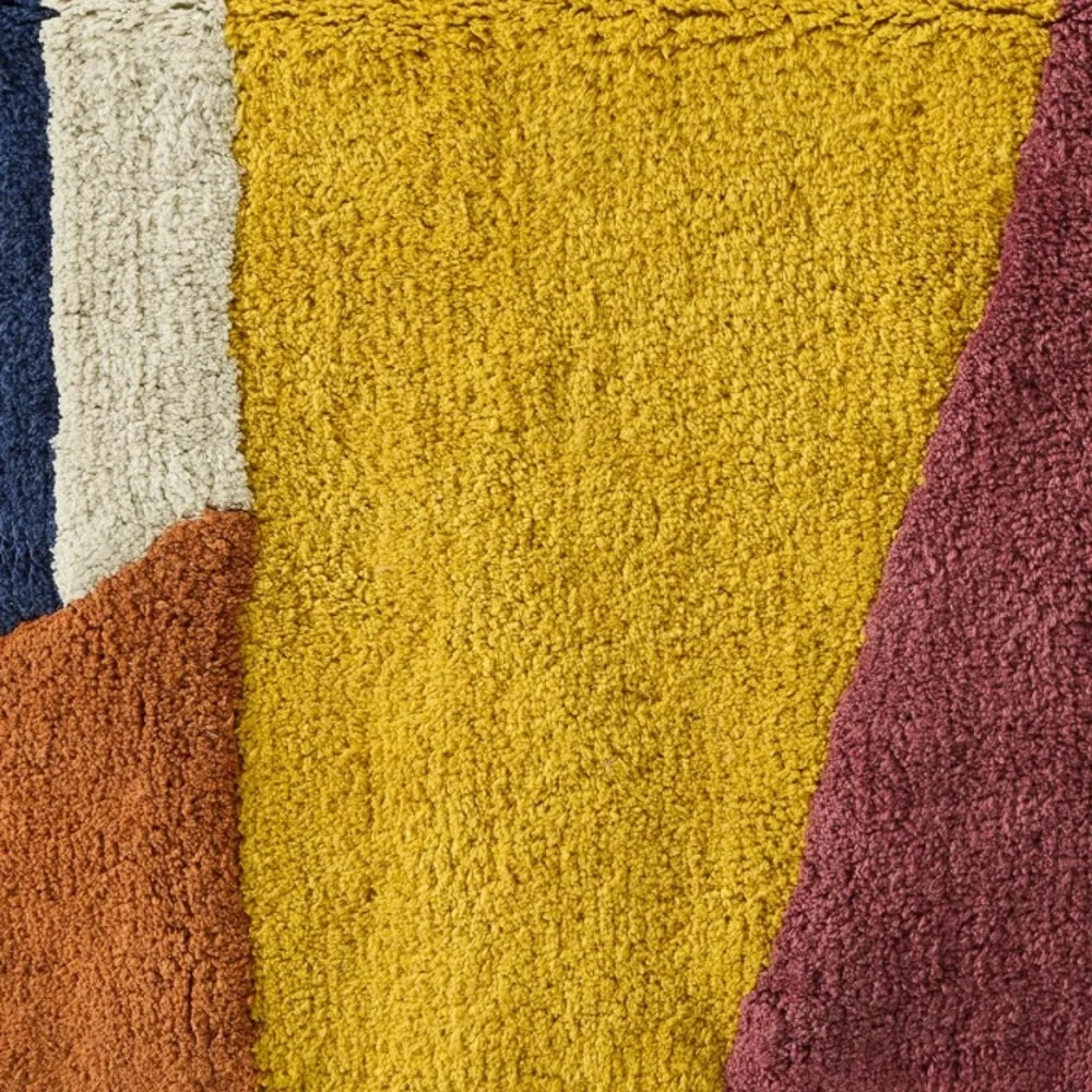 WEST ELM Angled Modern Bath Mat Abstract Multicolor Rug - Dark Horseradish